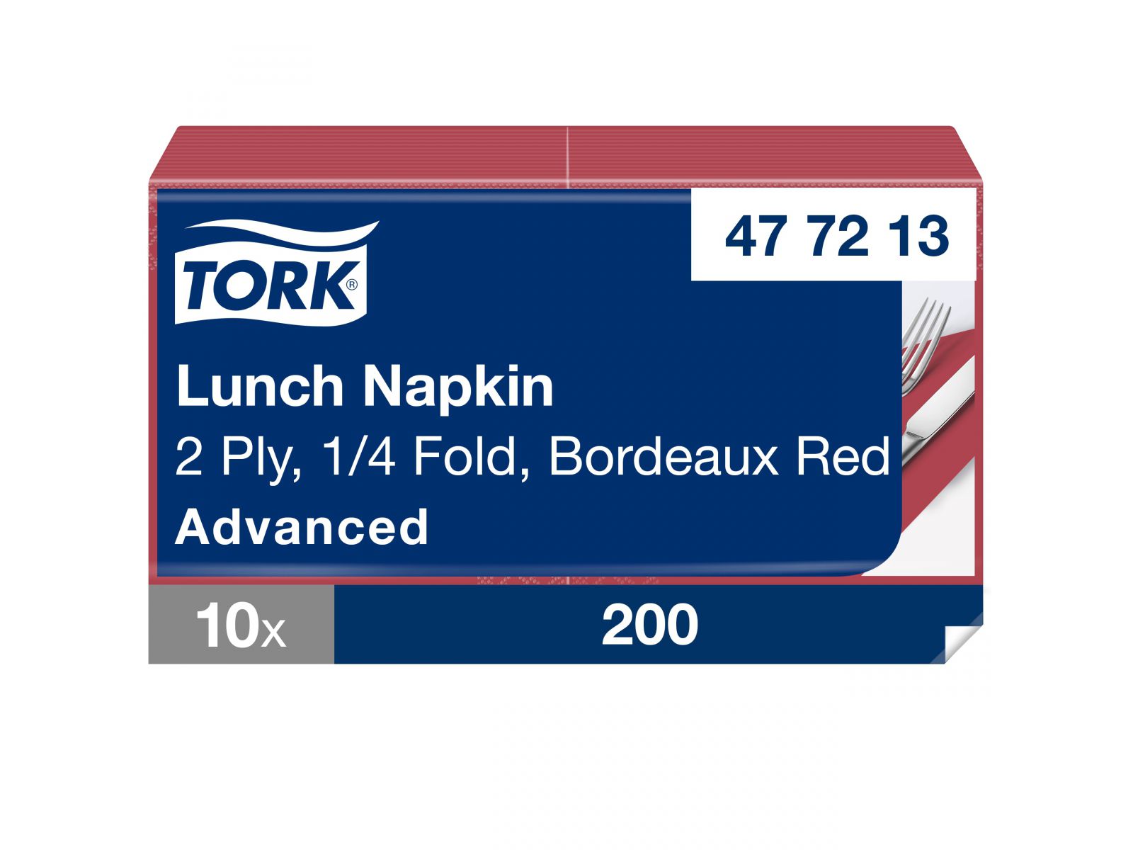 Serwetki Tork 33x33 477213 Bordowe Karton 2000 serwetek (10 x 200) Składana 1/4